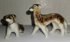 Vintage Set Of  2  Afghan Dog Porcelain Figurine Made in Japan 🐶