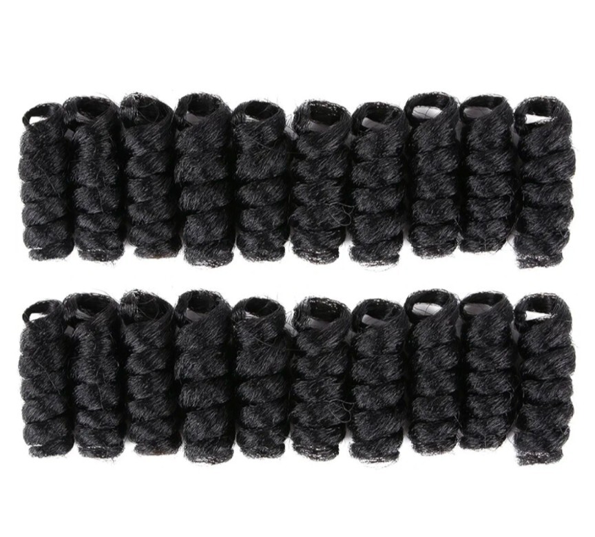 (3) 10" Short Crochet Hair Small Curl 12mm Synthetic Extensions, Nat