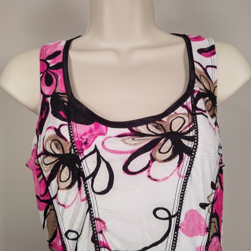 Dressbarn Womens Sleeveless Top Shirt Blouse Small Pink Floral Summer Casual - Picture 2 of 8