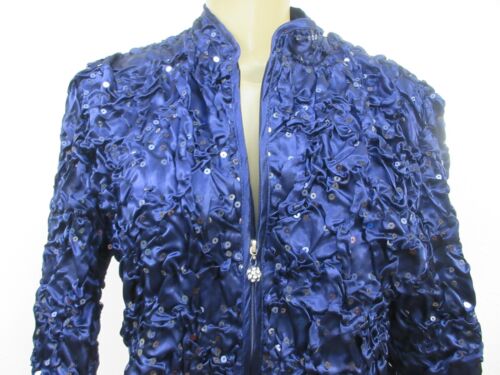 ADRESSING WOMAN MIDNIGHT SEQUIN EMBELLISHED CRINKLE STRETCH JACKET SIZE L - NWT - Picture 3 of 6