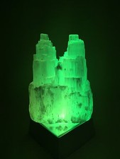 Selenite Lamp Two Tower Lamp LED Base Gemstone Specimen Reiki Chakra Night Light
