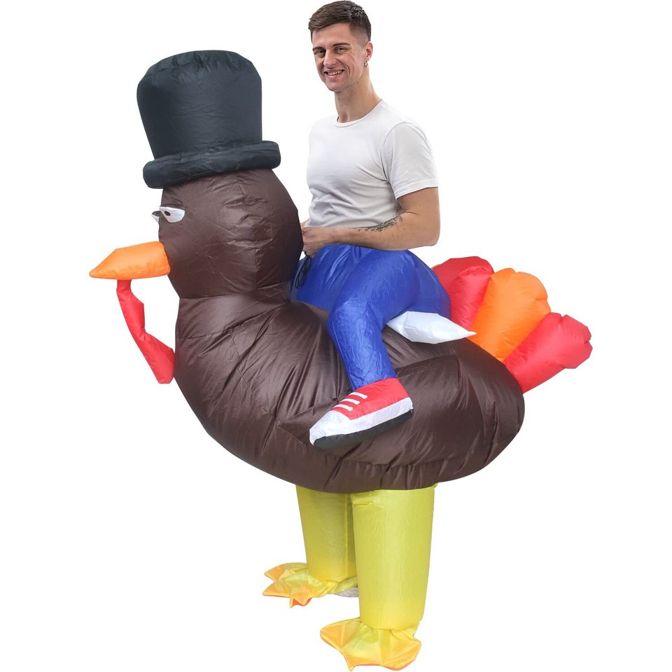 Riding Turkey Inflatable Costume Funny Blow up Cosplay Suit Adult