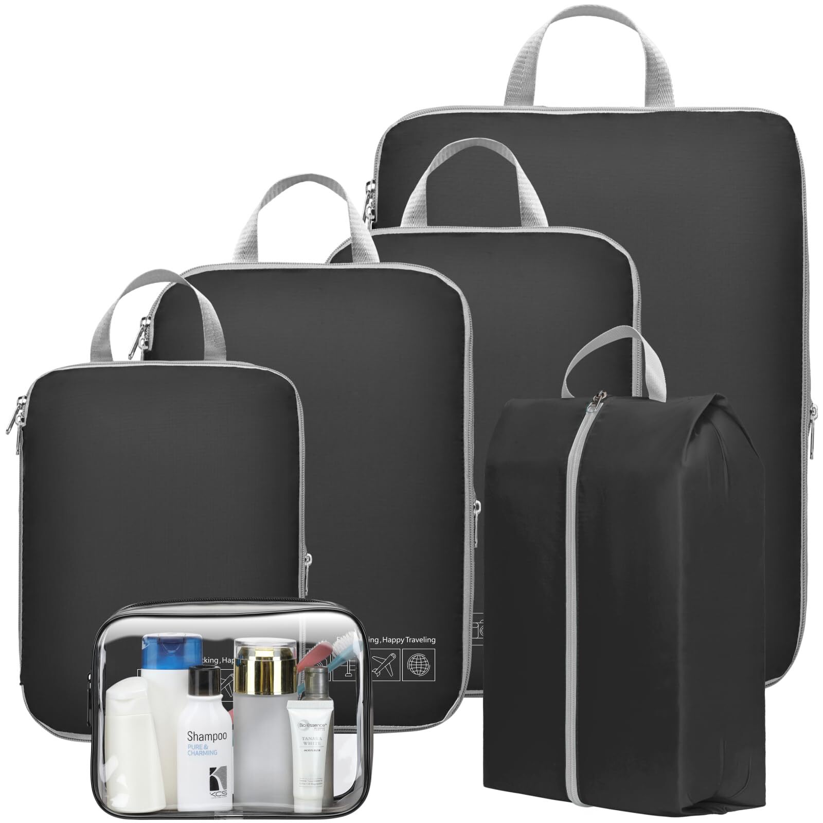 Compression Packing Cubes for Suitcases - 6 Set Packing Cubes for Travel Expa...-image