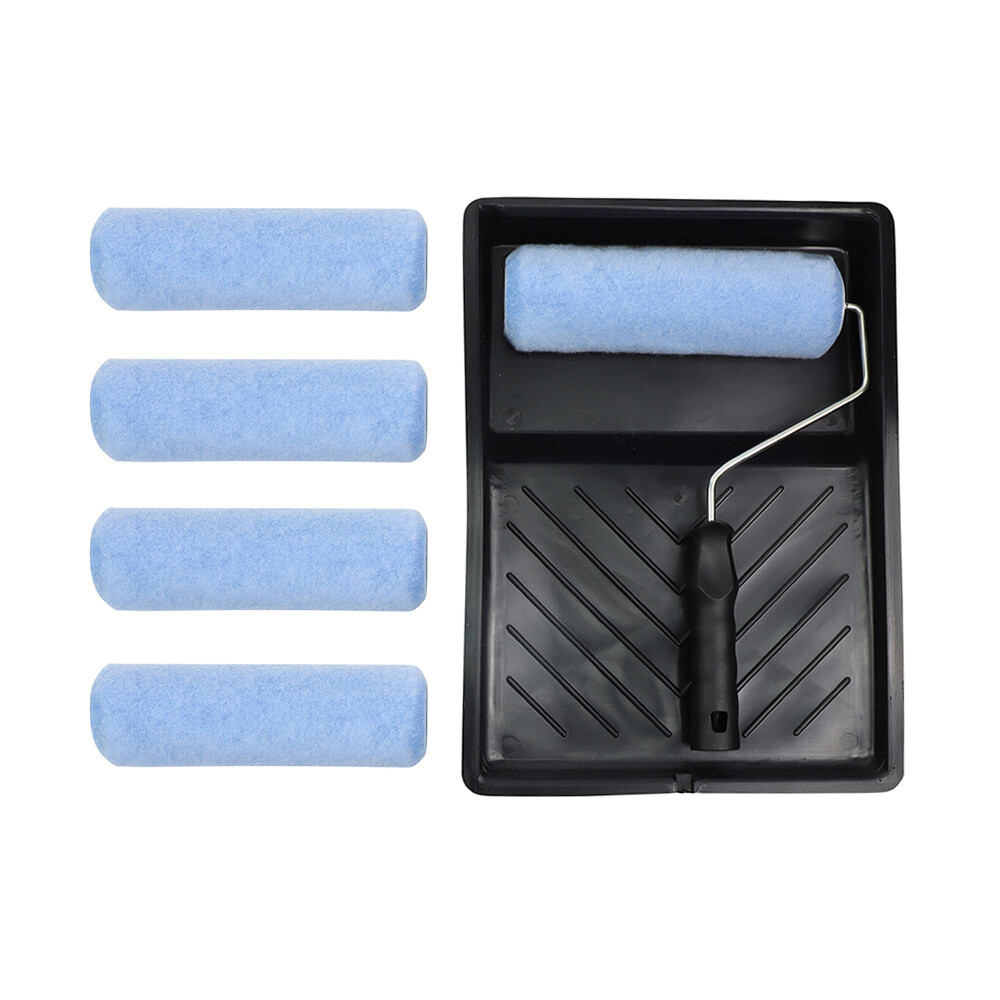 Timco Contractors Paint Roller Frame & Tray Set Sleevs 9"" Short Pile - 7 Pieces