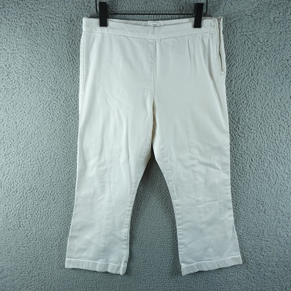 Seed Heritage Womens Pants 10 White Crop Straight Leg Career Work Corporate Zip