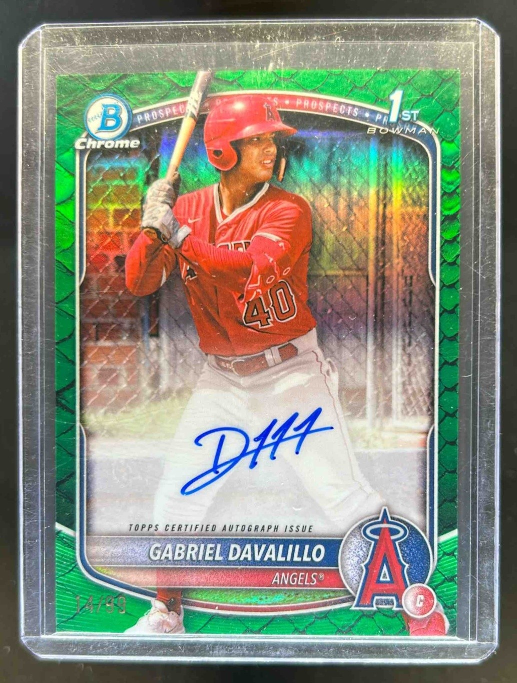 2025 Bowman Chrome Gabriel Davalillo Auto Reptilian Green Refractor 1st #14/99