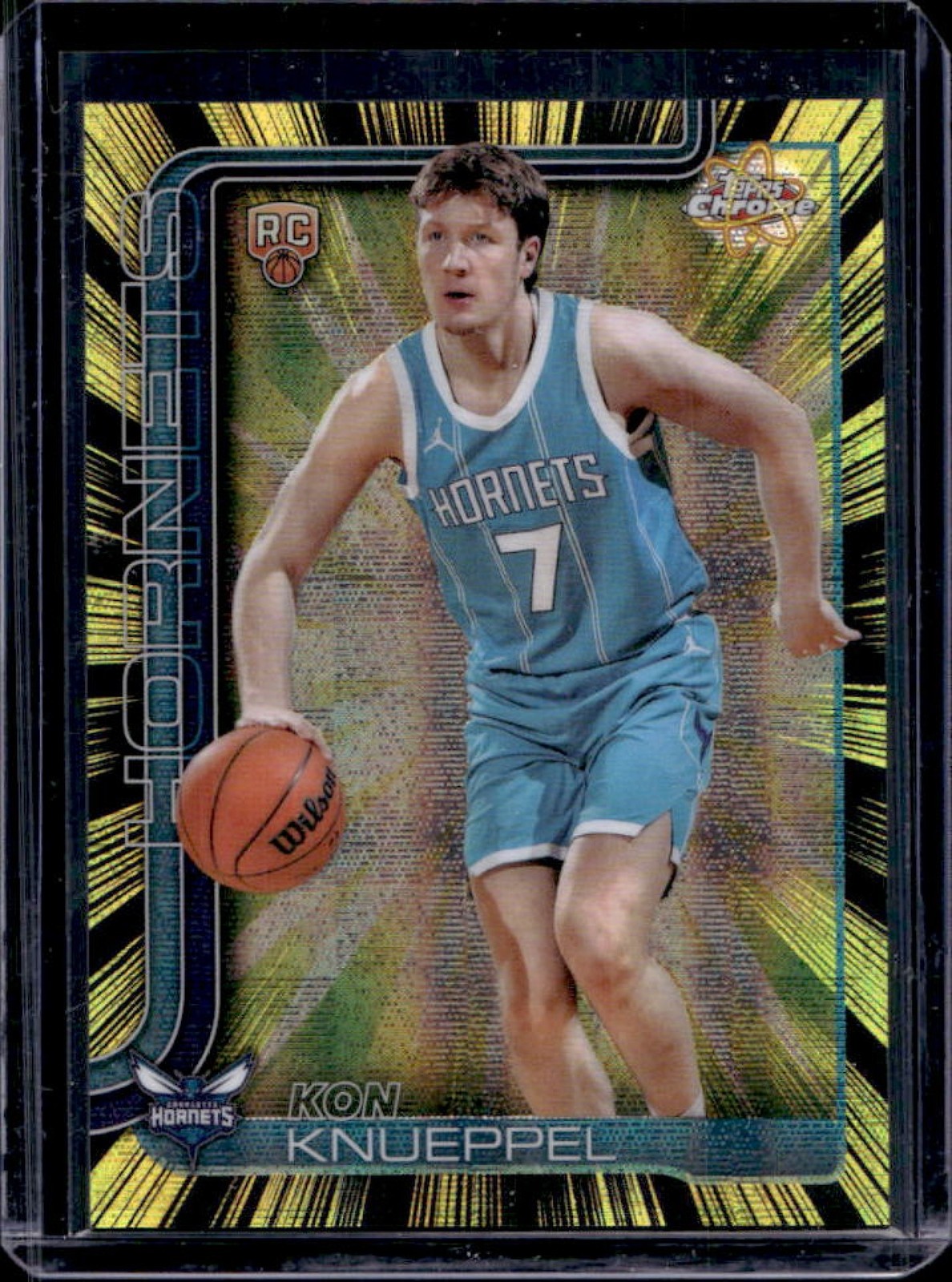 2025-26 Topps Chrome Kon Knueppel Radiating Rookie RC SSP #RR-4 Hornets