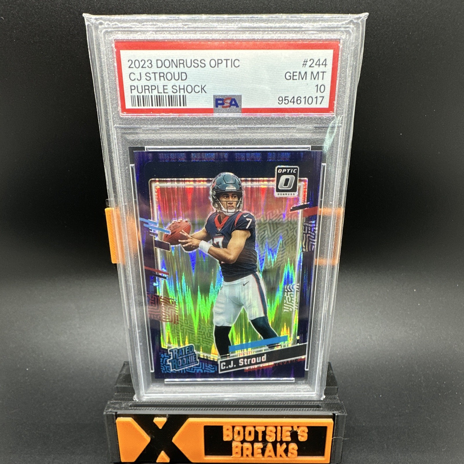 Panini 2023 Donruss Optic C.J. Stroud Rated Rookie Purple Shock #244 PSA 10