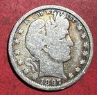 1897 US Barber SILVER Quarter "Philadelphia" Mint! VG Details! Old US Coin!