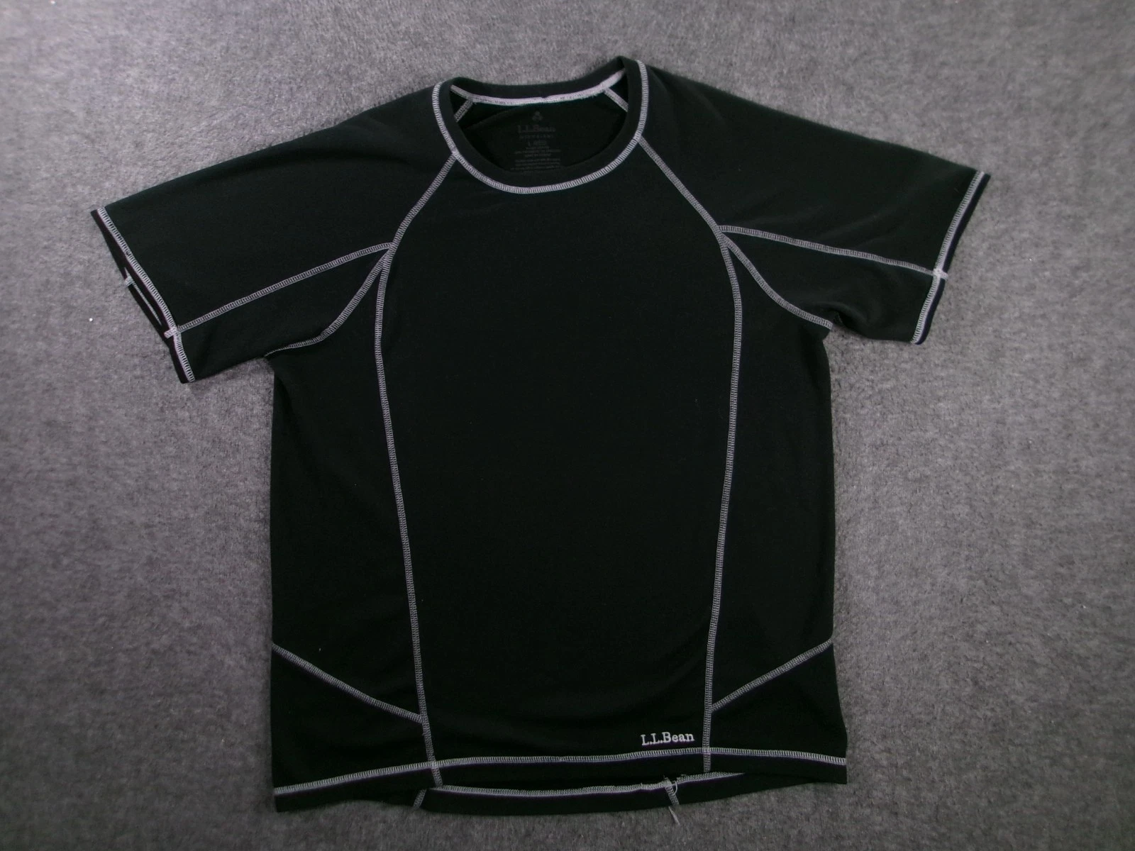 LL Bean Shirt Mens L Black Midweight Base Layer Outdoor Camp Performance