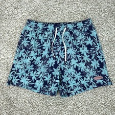 Vineyard Vines Swim Trunks Mens XS Blue Floral Mesh Lined Drawstring Hawaiian