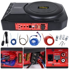 10'' Untersitz-Aktiv-Subwoofer + Kabelset Auto Bassbox Kompakt Lautsprecher Bass