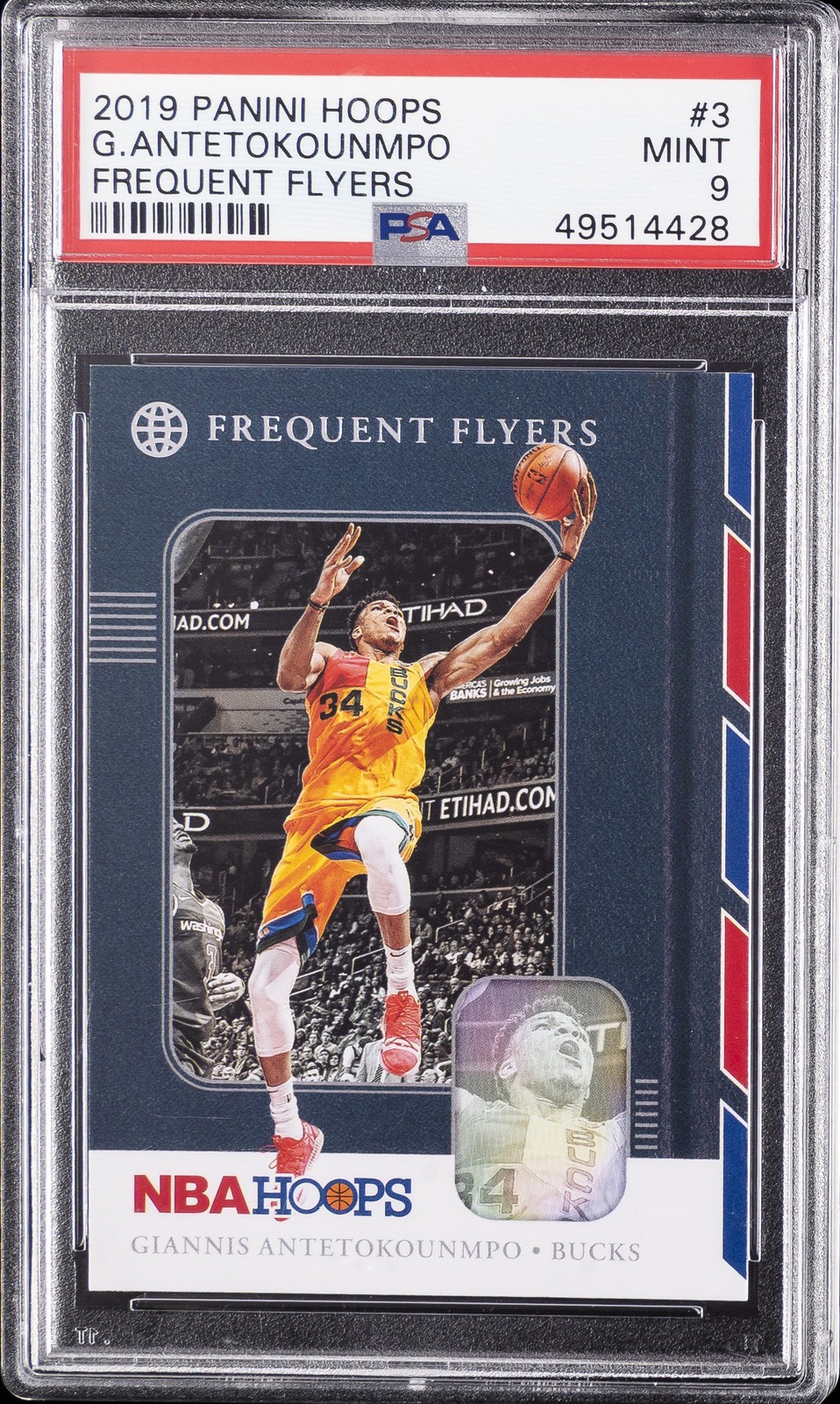 2019 PANINI HOOPS FREQUENT FLYERS #3 GIANNIS ANTETOKOUNMPO PSA 9