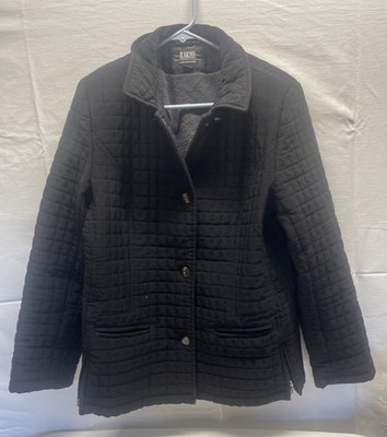 Vintage Black Casual Fall Winter Button Coat Size Large Pockets Comfortable