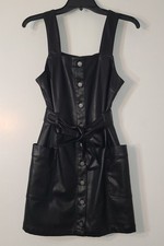 TINSELTOWN Womens Faux Leather Skirtalls Black Mini Dress Size Small