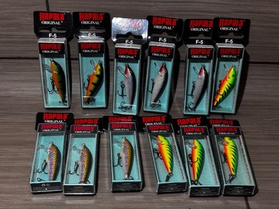 (LOT OF 12) RAPALA ORIGINAL F-5   1/16oz. Mixed colors   *NEW*