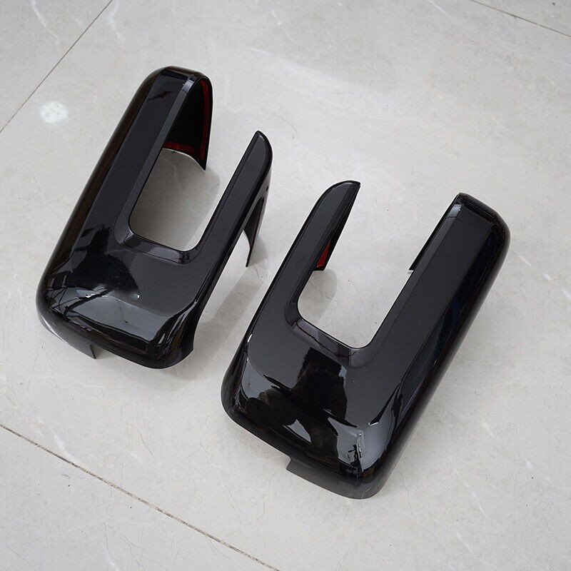 2X Gloss Black Side Door Mirror Cover 21-24 For Ford F150 W/Turn Signal Hole