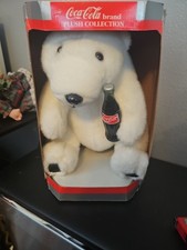 Coca-Cola Brand Plush Collection Polar Bear Holding Glass Coke Bottle 1993 Box