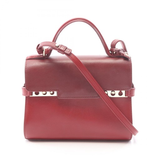 Delvaux Tempête PM Shoulder crossbody Handbag leather Bordeaux Used Women
