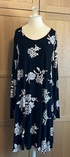 NEW Old Navy Women’s Size XXL Long Sleeve Trapeze Floral Dress Black And Beige