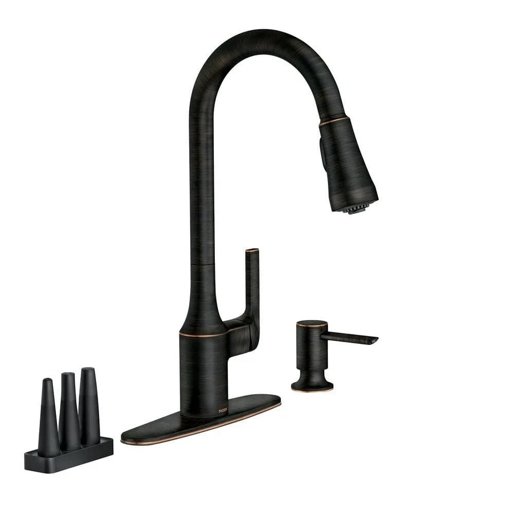 MOEN Milton 1-Handle Pull-Down Sprayer Kitchen Faucet in Mediterranean Bronze