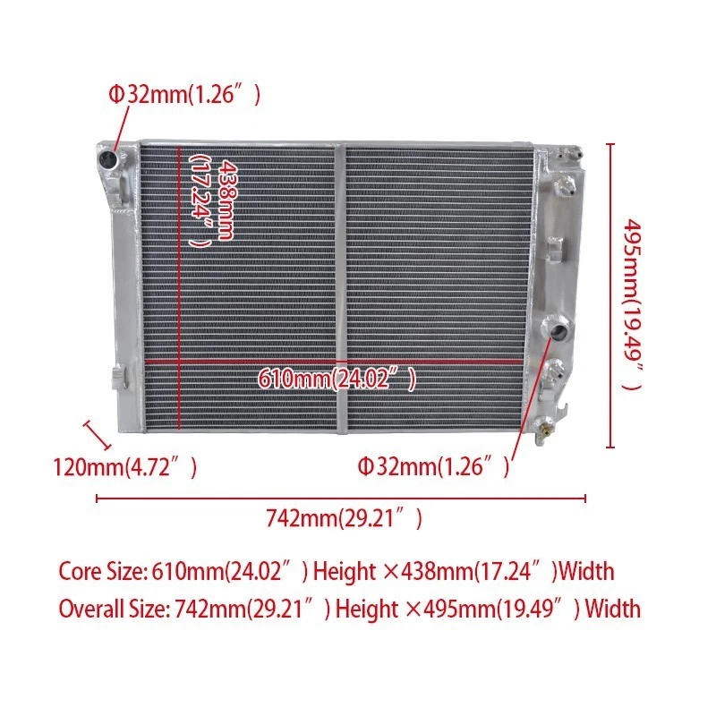 Radiador de aluminio para Chevrolet Corvette 1997-2004 2 puertas 5,7 L V8 DPI1885 Foto 2 de 4