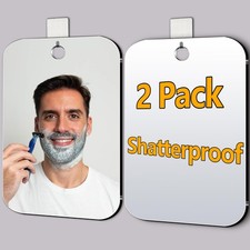 2 Pack Shatterproof Shower Mirror for Shaving with Hook Large 10.7X8 In 40 Che