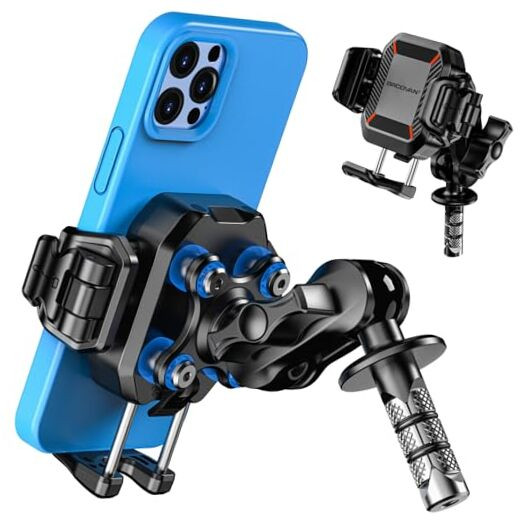 Motorcycle Fork Stem Phone Mount with Vibration Dampener, Anti-Theft