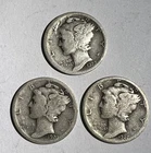 Lot Of 3 Mercury Dimes 1920, 1923, 1927