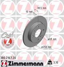 2x ZIMMERMANN Bremsscheibe COAT Z 380.2167.20 für COLT FORFOUR SMART MITSUBISHI