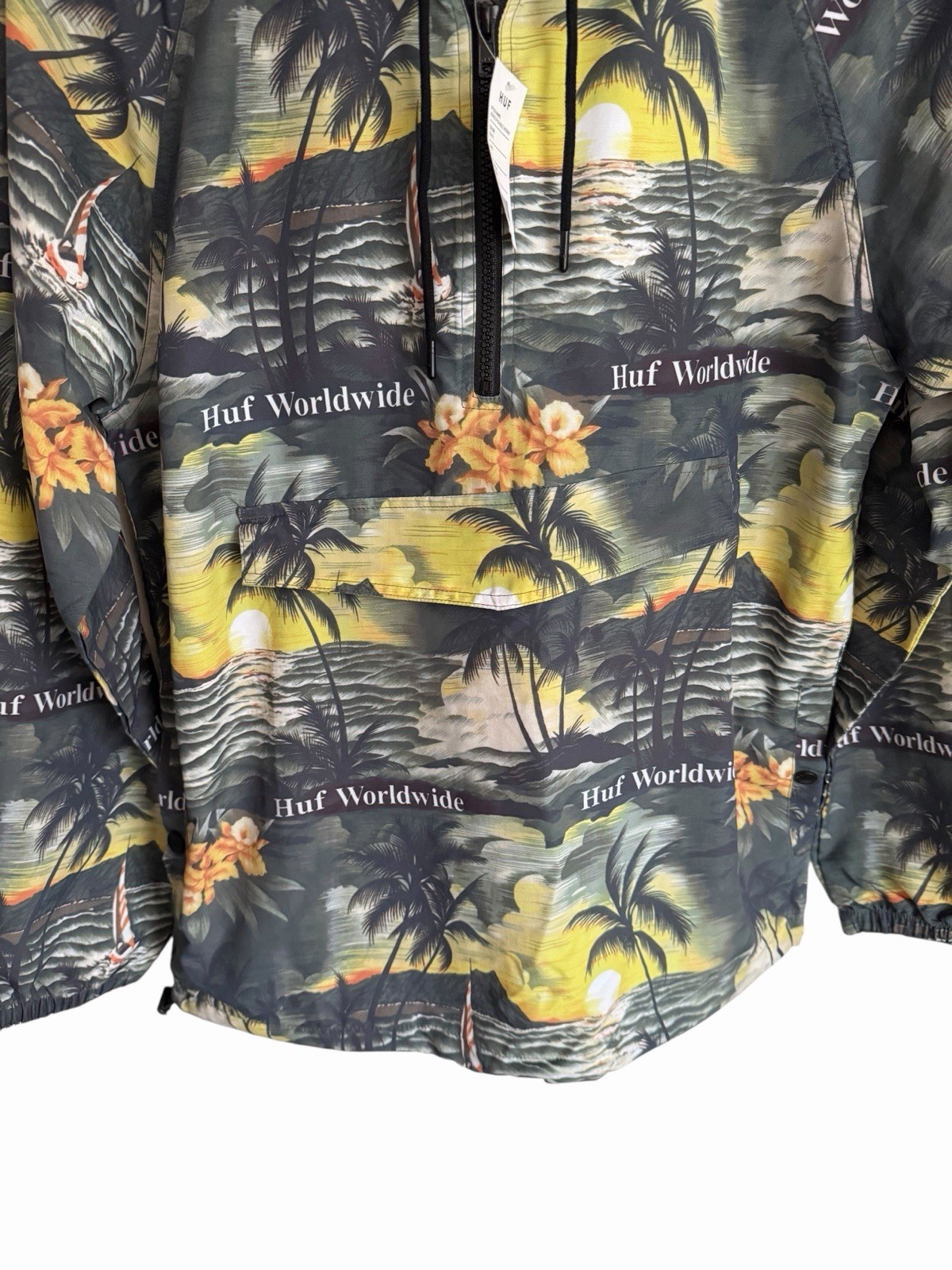 Huff Venice Packable Anorak Smock Jacket Hooded New RRP £80 Size S Palm Tree image 3