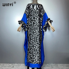 Leopard Print Evening Dress Abaya Dubai Luxury Female Loose Holiday Kaftan Musli