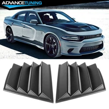 Fits 11-23 Dodge Charger Side Quarter Window Louver Sun Shade Covers Matte Black