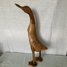 Hand Carved Wooden Running Duck Figurine Sculpture 63 cm Tall