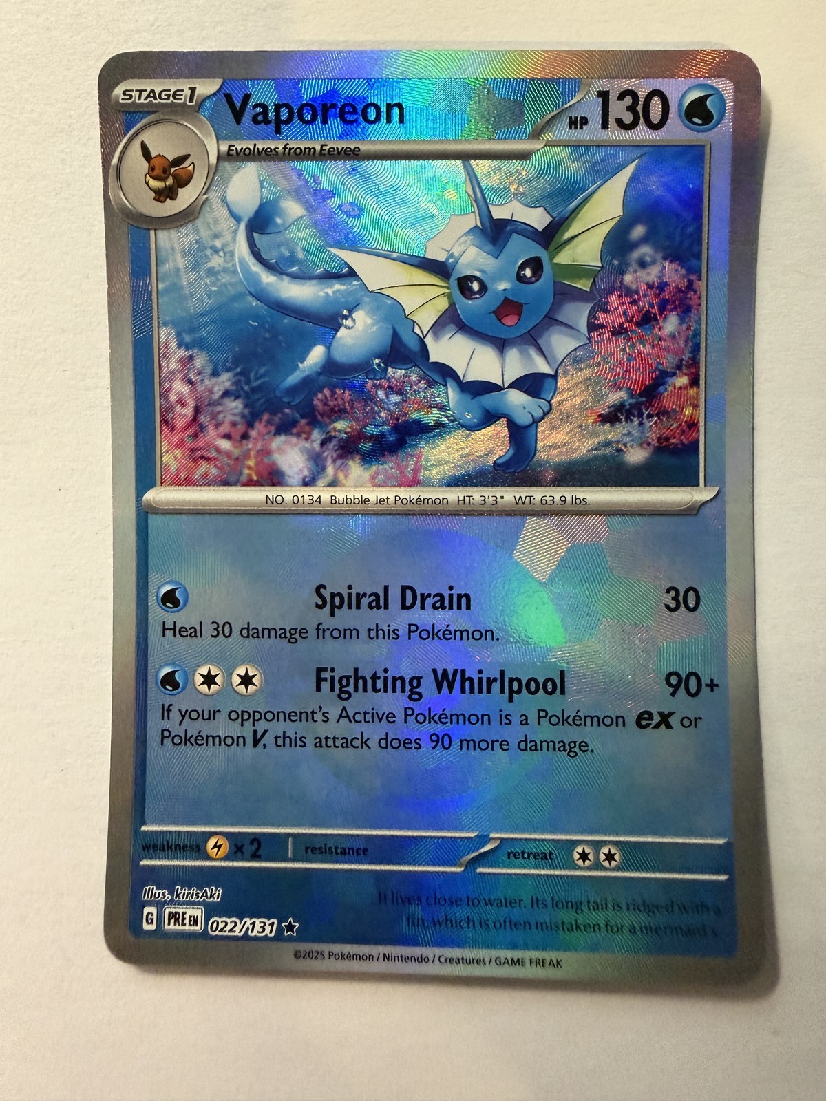 Vaporeon (Poke Ball Pattern) Rare SV: Prismatic Evolutions 022/131 NM English