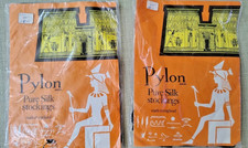 VTG 1940s NOS Plyon Pure Silk Stockings England Made 2 pr Black Size Large