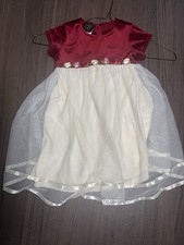Girls red and white party dress. toddler holiday dress with rose accents tulle