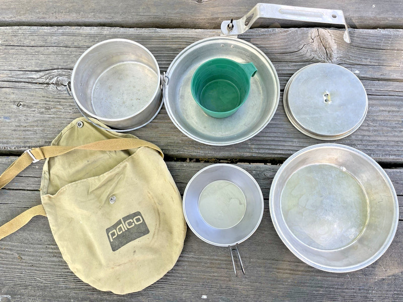 Vintage Palco 5-piece Camping Mess Kit w/Stainless CAMP WAYS Cup, MADE IN U.S.A.
