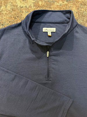 Peter Millar Men's Blue 1/4 Zip Mock Neck Pullover Long Sleeve M
