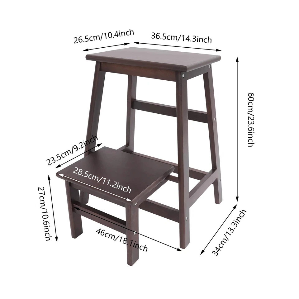 2-tier Folding Step Stool,  Multi-Purpose Foldable Wood Step Ladder, Step Stool - Image 2 of 4