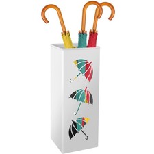 Metal Umbrella Holder, Free Standing Stand Square 16*16*42cm, White 