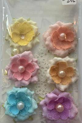 PRIMA FLOWERS LACE CROCHET, FABRIC, SATIN FOR SCRAPBOOKING WEDDINGS HAIR ECT...