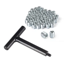 71814 1/4"-20 Threaded Insert Installation Tool Set | T-Wrench with 50-PC Zin...