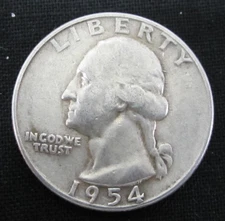 1954 S San Francisco Washington Silver Quarter - Circulated - Actual Coin L498