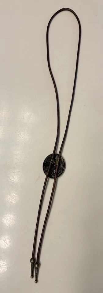 Vintage Style Western Bolo Tie Bronze Tone Enamel Cross Southwestern Design New - Image 4 of 4