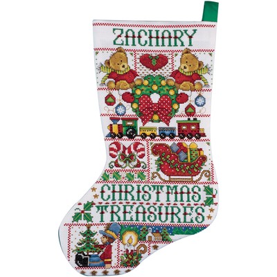 Design Works gezähltes Kreuzstich Strumpf Kit 17'' lang - Weihnachtsschatz (14 C