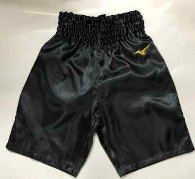 Mizuno Boxing Trunks Long Type Black Gold Satin