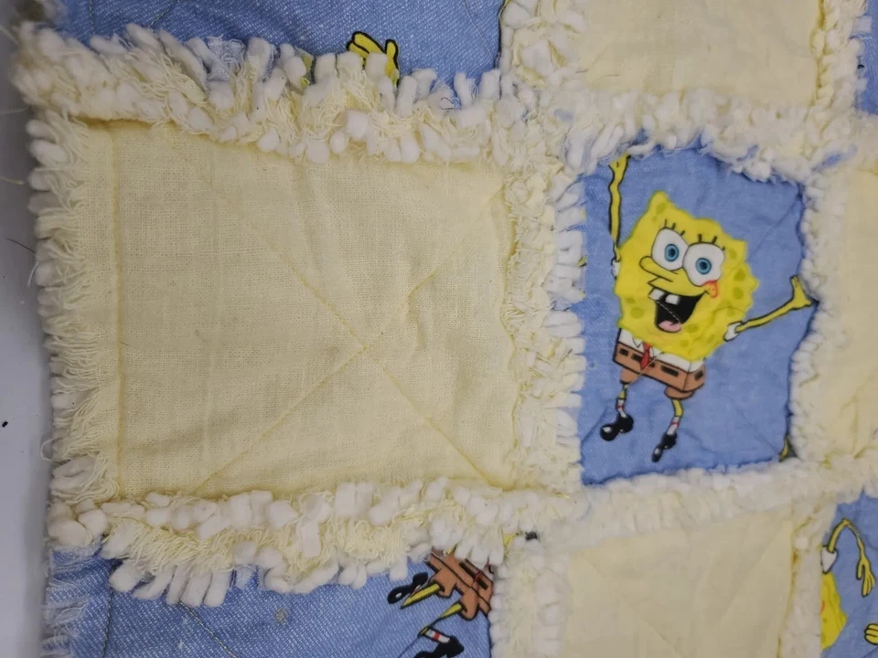 Bob Esponja Pantalones Cuadrados Almohadilla Cambiadora de Pañales Bebé ÚNICA Edredón Vintage Hecho a Mano 16" Foto 2 de 3