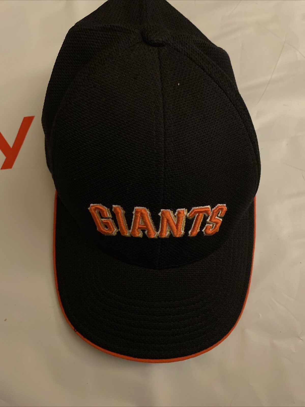 Nike Team SF Giants MLB Baseball Hat Cap Black Orange OSFM Stretch Embroidered