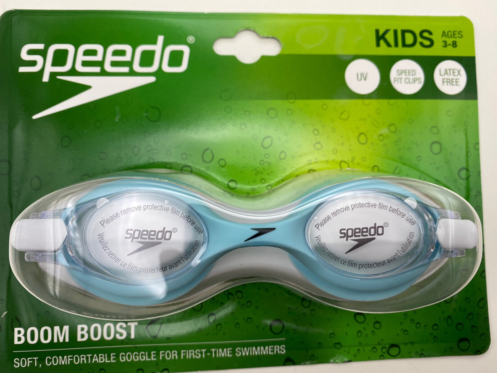 Speedo Kids Swim Goggle  Ages 3-8 Sky Blue With Boom Boost